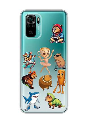 Прозрачный чехол на xiaomi redmi note 10/note 10s мемы (принт 415)