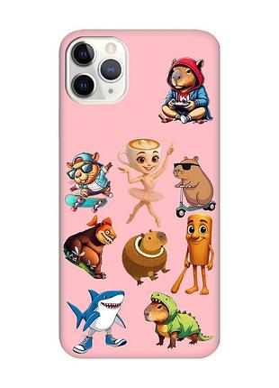 Матовий рожевий чохол на iphone 11 pro max (6.5) меми (принт 415)
