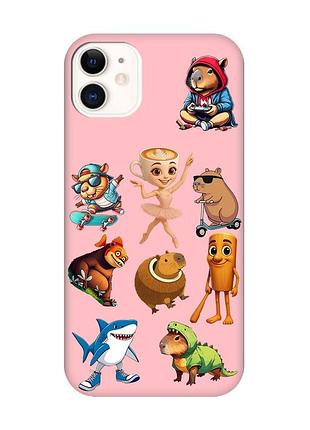 Матовий рожевий чохол на apple iphone 11 (6.1) меми (принт 415)