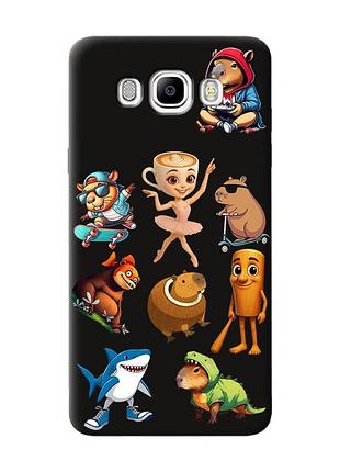 Матовый черный чехол на samsung galaxy j7(2016) j710 мемы (принт 415)