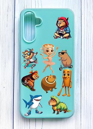 Матовый бирюзовый чехол на samsung galaxy a15 (a155) мемы (принт 415)