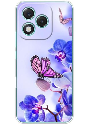 Чехол силиконовый с картинкой на huawei honor 400 lite (цветок, бабочка на орхидее)