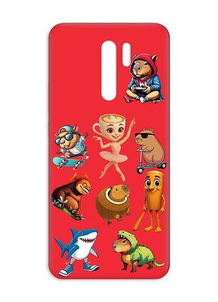 Матовый красный чехол на xiaomi redmi 9 мемы (принт 415)