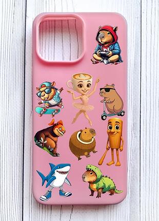 Матовий рожевий чохол на iphone 16 pro max меми (принт 415)