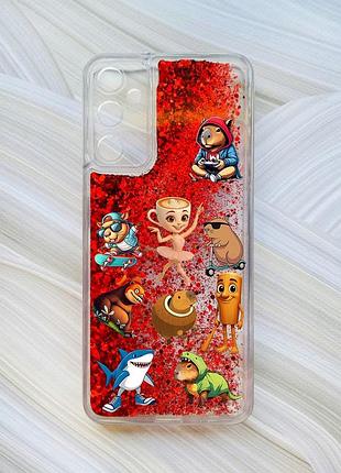 Чехол с плавающими красными блестками на samsung galaxy a05s (a057) мемы (принт 415)