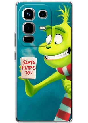 Чехол силиконовый с картинкой на infinix note 50 (новогодний, гринч)