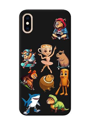 Матовый черный чехол на iphone xs max мемы (принт 415)