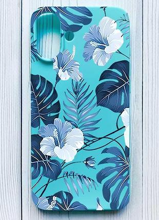 Матовый бирюзовый чехол на iphone 16 plus тропики (принт 373)