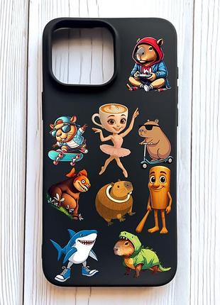 Матовий чорний чохол на iphone 16 pro max меми (принт 415)