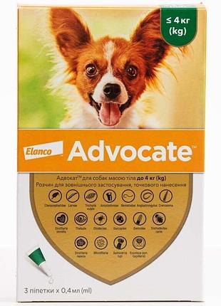 Advocate (адвокат) by elanco animal - противопаразитарные капли для собак от блох, вшей, клещей, гельминтов (1 пипетка)