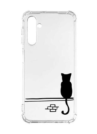 Чехол с утолщёнными углами на samsung galaxy a17 5g кот (принт 130)