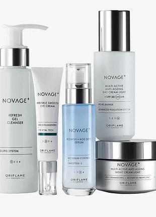 Набор novage+ комплексный антивозрастной уход для проблемной кожи blemish + age def 5 единиц, подарочный набор