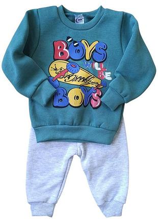 Костюм двійка для хлопчика boys з начісом 104 зелений