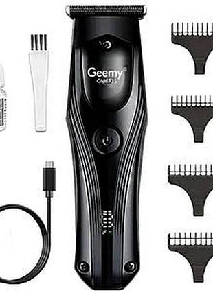 Аккумуляторная машинка для стрижки волос geemy gm-6735, 4 насадки / беспроводная триммер-машинка для стрижки