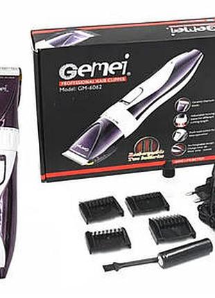 Аккумуляторная машинка для стрижки с керамическими ножами gemei gm 6062 / профессиональная машинка для стрижки