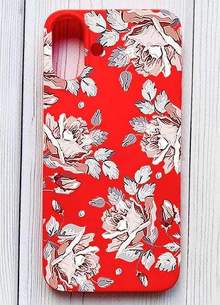 Матовый красный чехол на iphone 16 plus фон розы (принт 273)