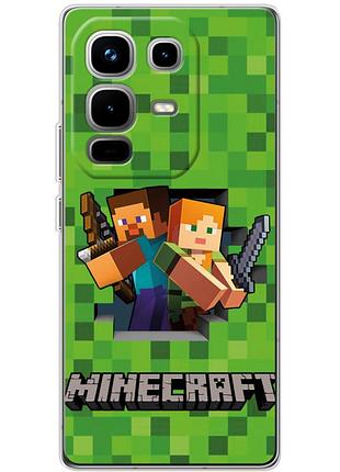 Чехол силиконовый с картинкой на infinix note 50 pro (майнкрафт, minecraft)