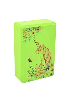 Блок для йоги "єдиноріг" ms 0858-14(green) eva 23 х 15 х 7,5 см