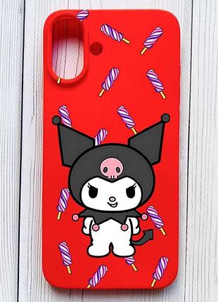 Матовый красный чехол на iphone 16 plus куроми (принт 390)