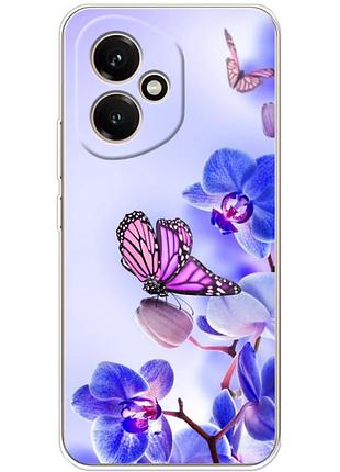 Чохол силіконовий з картинкою на huawei honor 400 (квітка, метелик на орхідеї)
