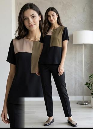 Стильна блуза, топ zara з комбінованої тканини s