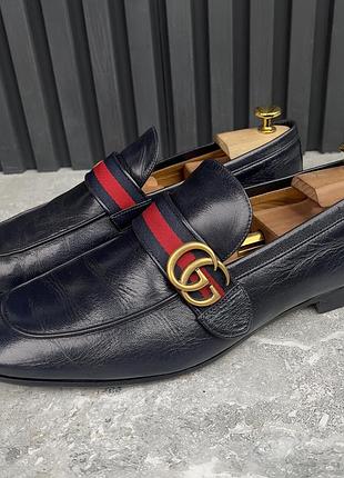 Gucci donnie web double gg loafers мужские туфли лоферы кожа оригинал 44 eur