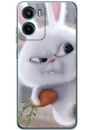 Чехол силиконовый с картинкой на motorola e15 (кролик снежок)