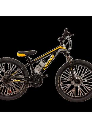 Cross велосипед cross fast 24" 12" черный-желтый-белый