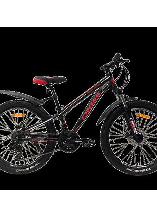 Cross велосипед cross hunter 24" 12.5" чорний — червоний
