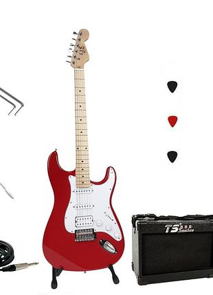 Набор электро гитара j8 st42r / red + комбоусилитель ts m6-10 10w