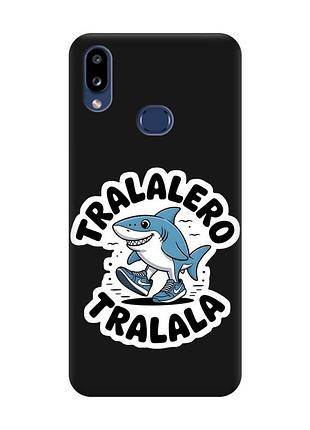 Матовый черный чехол на samsung galaxy a10ѕ a107 акула тралалеро тралала (принт 416)