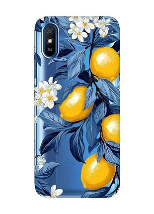 Прозрачный чехол на xiaomi redmi 9a лимонное дерево (принт 417)
