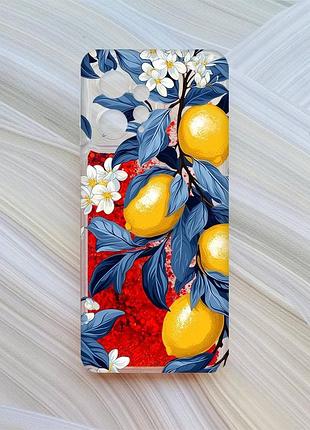 Чехол с плавающими красными блестками на xiaomi redmi note 12 4g лимонное дерево (принт 417)