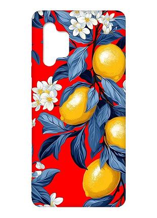 Матовый красный чехол на samsung galaxy a32 лимонное дерево (принт 417)