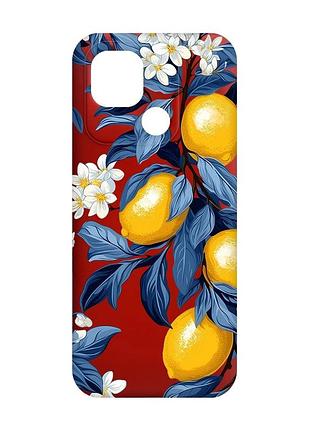 Матовый красный чехол на xiaomi redmi 10c лимонное дерево (принт 417)