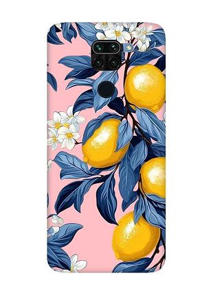 Матовый розовый чехол на xiaomi redmi note 9 лимонное дерево (принт 417)
