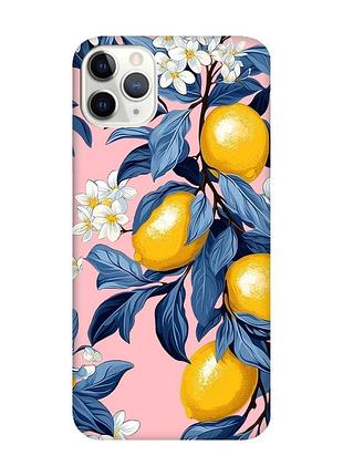 Матовый розовый чехол на iphone 11 pro (5.8) лимонное дерево (принт 417)