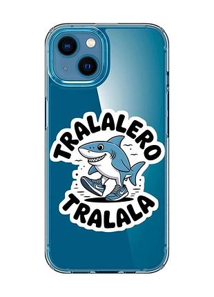 Прозрачный чехол для iphone 13 mini акула тралалеро тралала (принт 416)