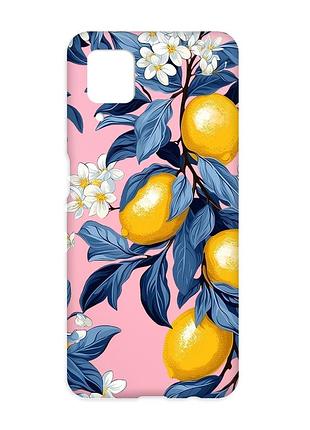 Матовый розовый чехол на samsung galaxy a12 лимонное дерево (принт 417)