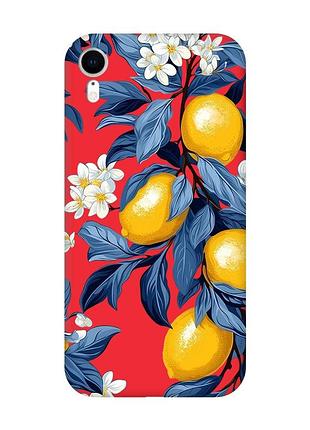 Матовый красный чехол на apple iphone xr лимонное дерево (принт 417)