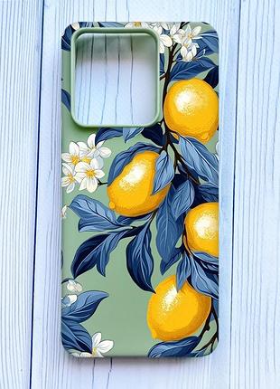 Матовый оливковый чехол на xiaomi redmi note 13 5g лимонное дерево (принт 417)