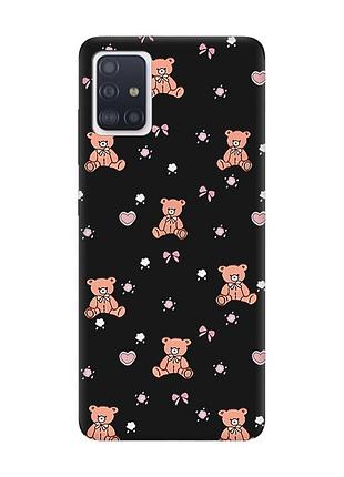 Матовый черный чехол на samsung galaxy a71 / a715 ведмежата (принт 418)