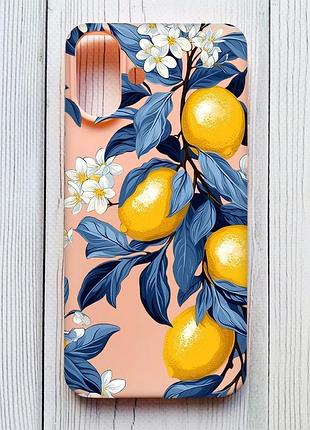Матовый персиковый чехол на iphone 16 plus лимонное дерево (принт 417)