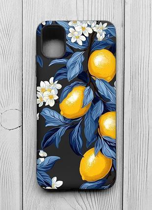 Матовый черный чехол на samsung galaxy a04e/a042 лимонное дерево (принт 417)