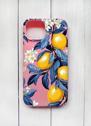Матовий чохол на iphone 15 рожевий лимонне дерево (принт 417)
