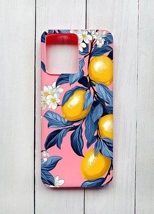 Матовый чехол на xiaomi redmi 12 розовый лимонное дерево (принт 417)