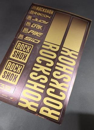 Матовый золотой металлик наклейки на вилку рокшок рок шок rock shox велосипеда пайк 35 яри джуди judi pike sid 2018 год