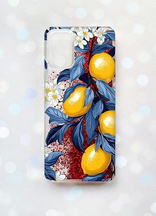 Чехол с плавающими красными блестками на samsung galaxy a02s лимонное дерево (принт 417)
