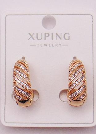 Серьги с фианитами медсплав xuping 17х7 мм 19535