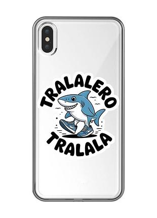 Прозорий чохол на iphone xs max акула тралалеро тралала (принт 416)